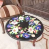 23" Round Black Marble Inlay Tabletop