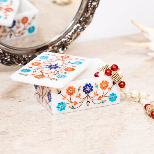 A64293-jpg 3.5" Hand-Carved Marble Jewelry Box