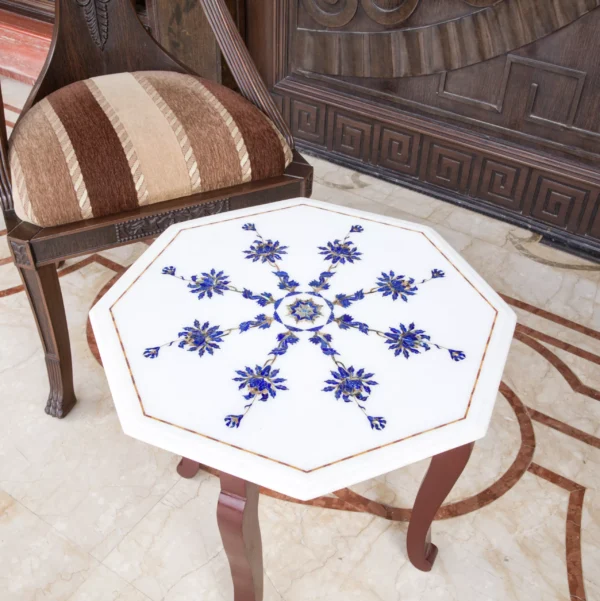21-Inch Octagonal White Marble Table Top