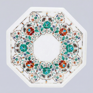 16-Inch Handcrafted Octagonal White Marble Tabletop