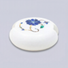 White Marble Coaster Set with Blue Floral Semi-Precious Stone